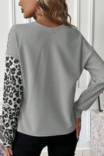 Leopard Color Block Round Neck T-Shirt Woman T Shirts