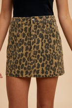 Leopard Denim Mini Skirt for Women