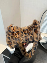 Leopard Fluff Shoulder Bag Caramel One Size Shoulder Bags