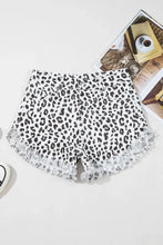 Leopard Frayed Hem Denim Shorts Denim Shorts