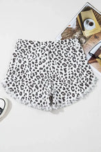 Leopard Frayed Hem Denim Shorts Denim Shorts