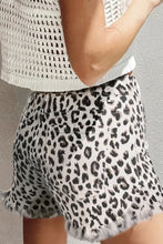 Leopard Frayed Hem Denim Shorts Denim Shorts