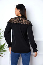 Leopard Frill Flounce Sleeve Blouse Woman Blouses