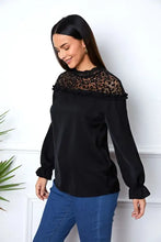 Leopard Frill Flounce Sleeve Blouse Woman Blouses