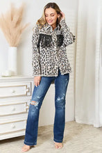 Leopard Fringe Detail Collared Neck Denim Jacket Woman Outerwear