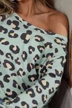 Leopard Hacci Knit Off Shoulder Top for Women Woman T Shirts