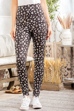 Leopard High Waist Leggings Black and White Print BLACK