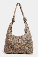Leopard Knotted Strap Shoulder Bag with Bold Leopard Print Design Camel One Size