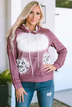 Leopard long sleeve drawstring hoodie in mauve with white spots and accents