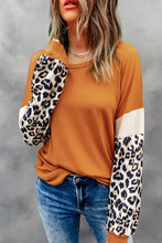 Leopard long sleeve round neck sweatshirt in rust orange