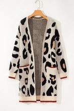 Leopard Open Front Long Sleeve Cardigan Woman Outerwear