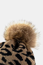 Leopard Pom-Pom Cuffed Beanie Hats