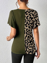 Leopard Print and Olive Green Asymmetrical Top for Women