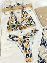 Leopard Print Bikini Set with Gold Chain and Removable Padding Cup Height Woman Swim sets