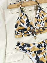 Leopard Print Bikini Set with Gold Chain and Removable Padding Cup Height