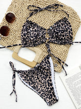 Leopard Print Bikini Set with Tie Side Bottoms and Removable Padding
