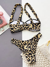Leopard Print Bikini with Gold Ring Accents and Removable Padding Swimwear