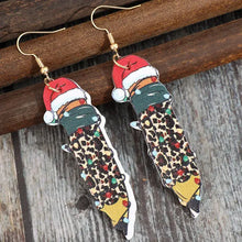 Weihnachtliche Ohrstecker aus Legierung mit Leopardenmuster, Weihnachtsmannmütze und Schal
