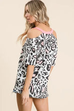 Leopard Print Cold Shoulder Cut Out Top for Women Woman T Shirts