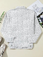 Leopard print cotton button-down shirt with pocket and white sneakers