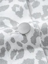 Silver leopard print button on cotton shirt fabric from denim jackets collection