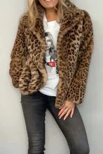 Leopard Print Faux Fur Coat for Women
