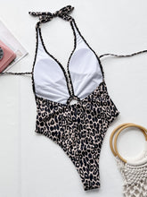 Leopard Print Halter Swimsuit with Removable Padding