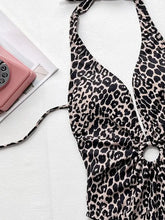 Leopard Print Halter Swimsuit with Removable Padding Swimwear