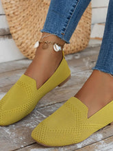Leopard Print Knit Flats for Women Beige Slip-On Low Heel Loafers Mustard