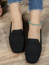 Leopard Print Knit Flats for Women Beige Slip-On Low Heel Loafers Black