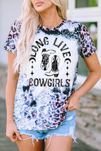 Leopard Print Long Live Cowgirls T Shirt for Women Leopard