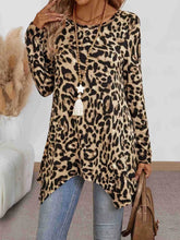 Leopard Print Long Sleeve Tunic Top for Women Leopard