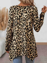 Leopard Print Long Sleeve Tunic Top for Women Woman T Shirts