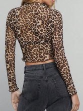 Leopard Print Mesh Crop Top for Women