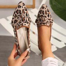 Leopard print mesh point toe flat with bow accent
