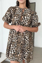 Leopard Print Polyester Mini Dress with Bow Detail Casual Dresses