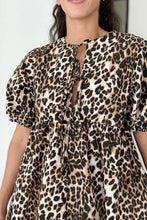 Leopard Print Polyester Mini Dress with Bow Detail