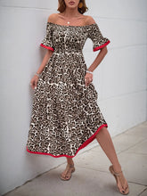 Leopard Print Off Shoulder Ruched Dress