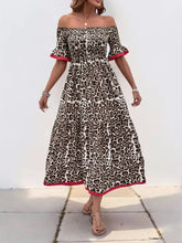 Leopard Print Off Shoulder Ruched Dress