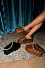 Leopard Print Platform Boots with Embroidered Trim Round Toe