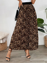 Leopard Print Pleated Midi and Maxi Skirt for Women Leopard