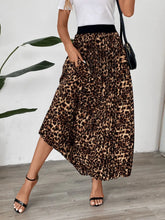Leopard Print Pleated Midi and Maxi Skirt for Women