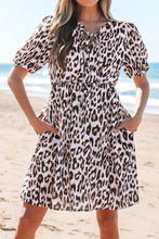 Leopard Print Puff Sleeve Mini Dress