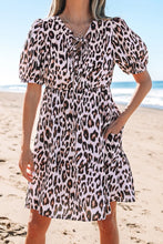 Leopard Print Puff Sleeve Mini Dress
