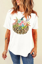 Leopard Print Pumpkin Floral White T-Shirt for Women White Woman T Shirts