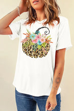 Leopard Print Pumpkin Floral White T-Shirt for Women