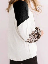 Leopard Print Raglan Sleeve Knotted Long Sleeve Shirt for Women