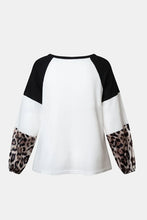 Leopard Print Raglan Sleeve Knotted Long Sleeve Shirt for Women