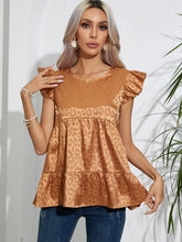 Leopard Print Ruffle Blouse for Women Camel