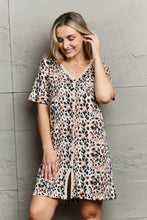 Leopard Print Short Sleeve Sleepwear Dress for Women Leopard